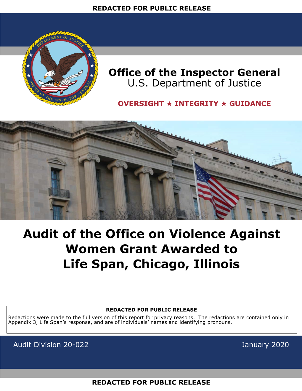 Audit of the OVW Grant Awarded to Life Span, Chicago, Illinois