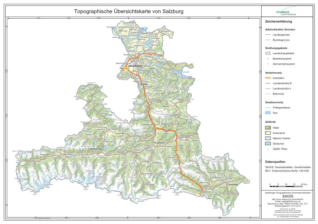 Topographische Übersichtskarte Von Salzburg