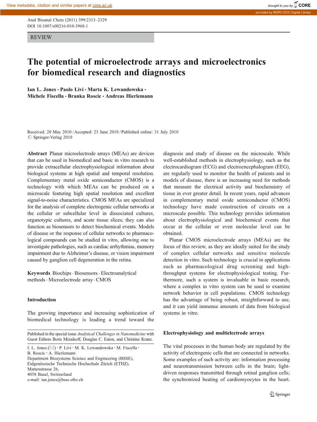 The Potential of Microelectrode Arrays and Microelectronics for Biomedical Research and Diagnostics