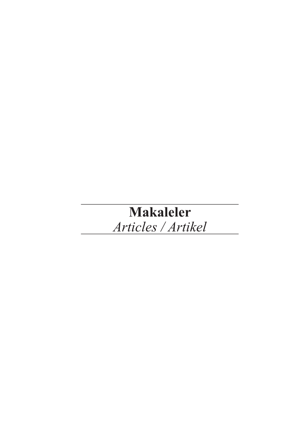 Makaleler Articles / Artikel