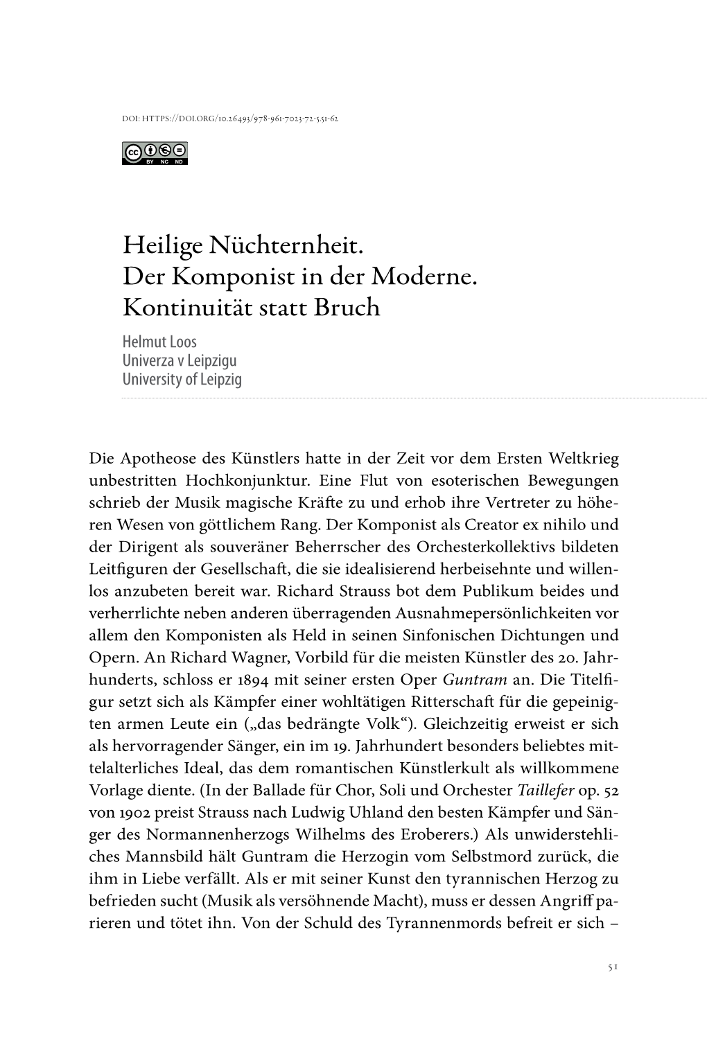 Helmut Loos ▪︎ Heilige Nüchternheit. Der Komponist in Der