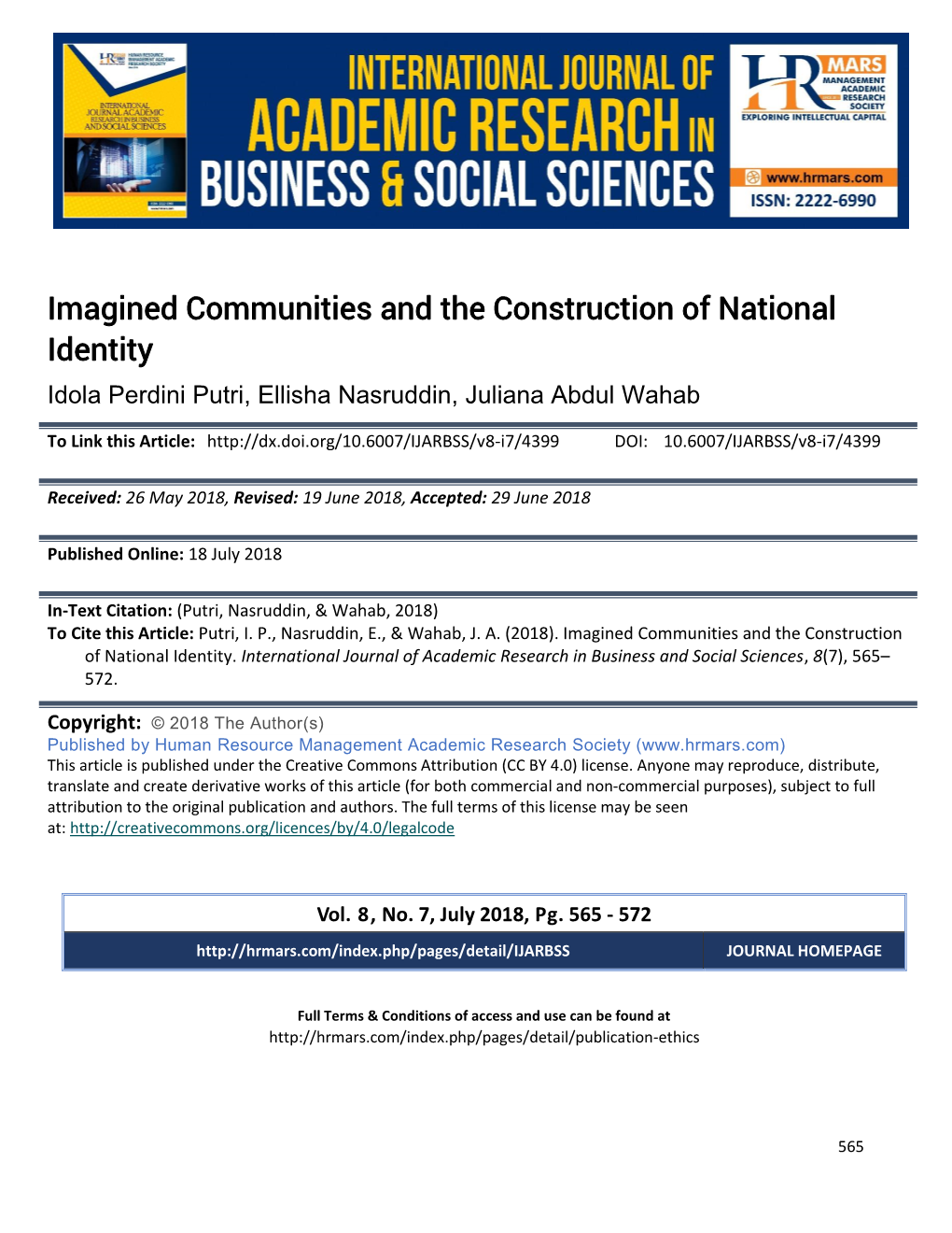 Imagined Communities and the Construction of National Identity