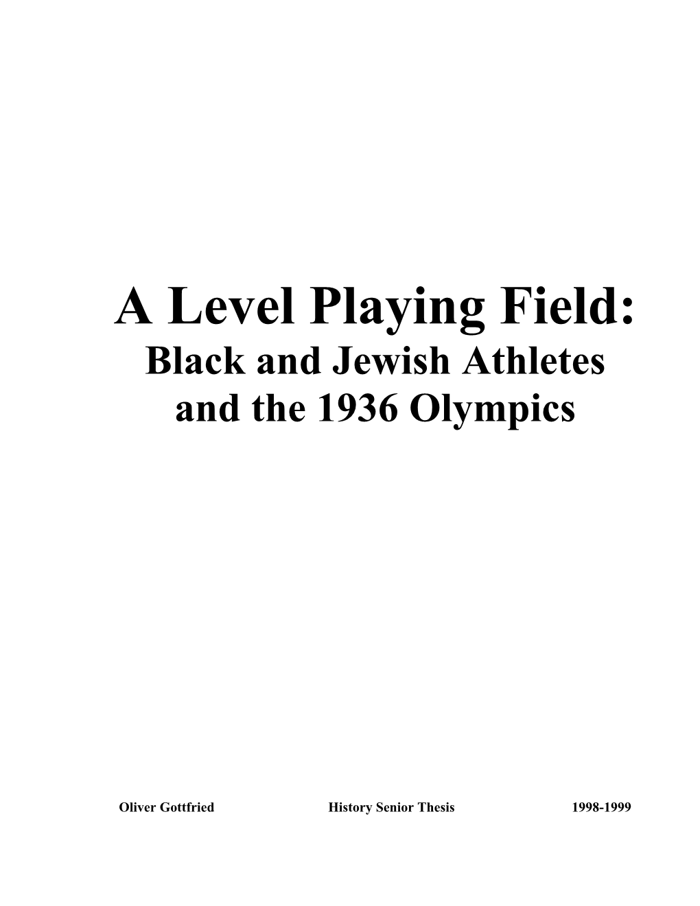 Black and Jewish Athletes and the 1936 Olympics