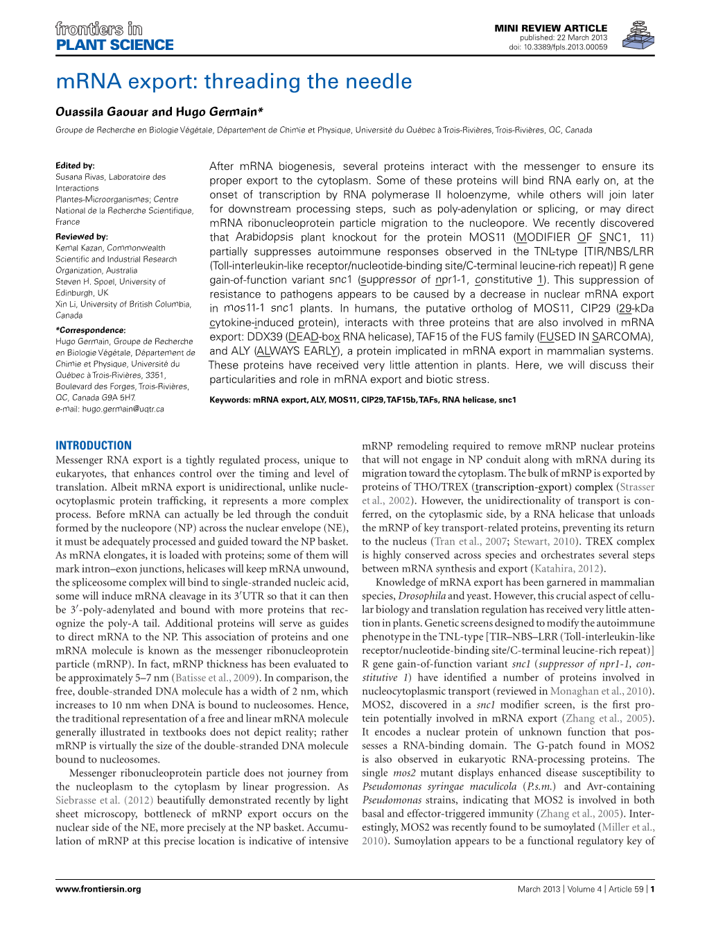 Mrna Export: Threading the Needle