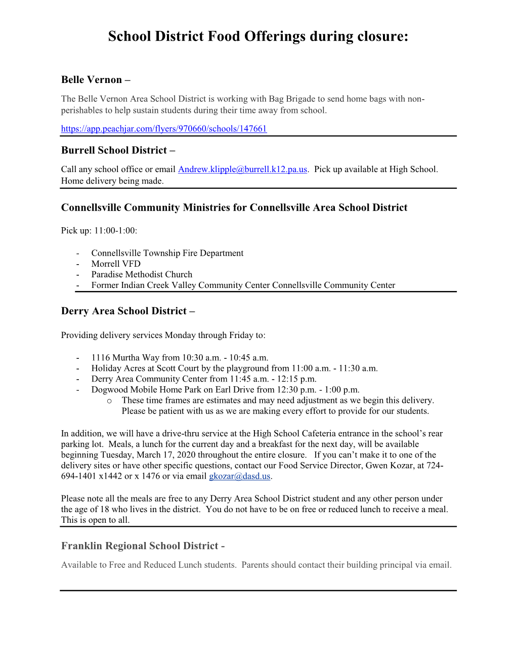 School District Food Offering 3.25.20