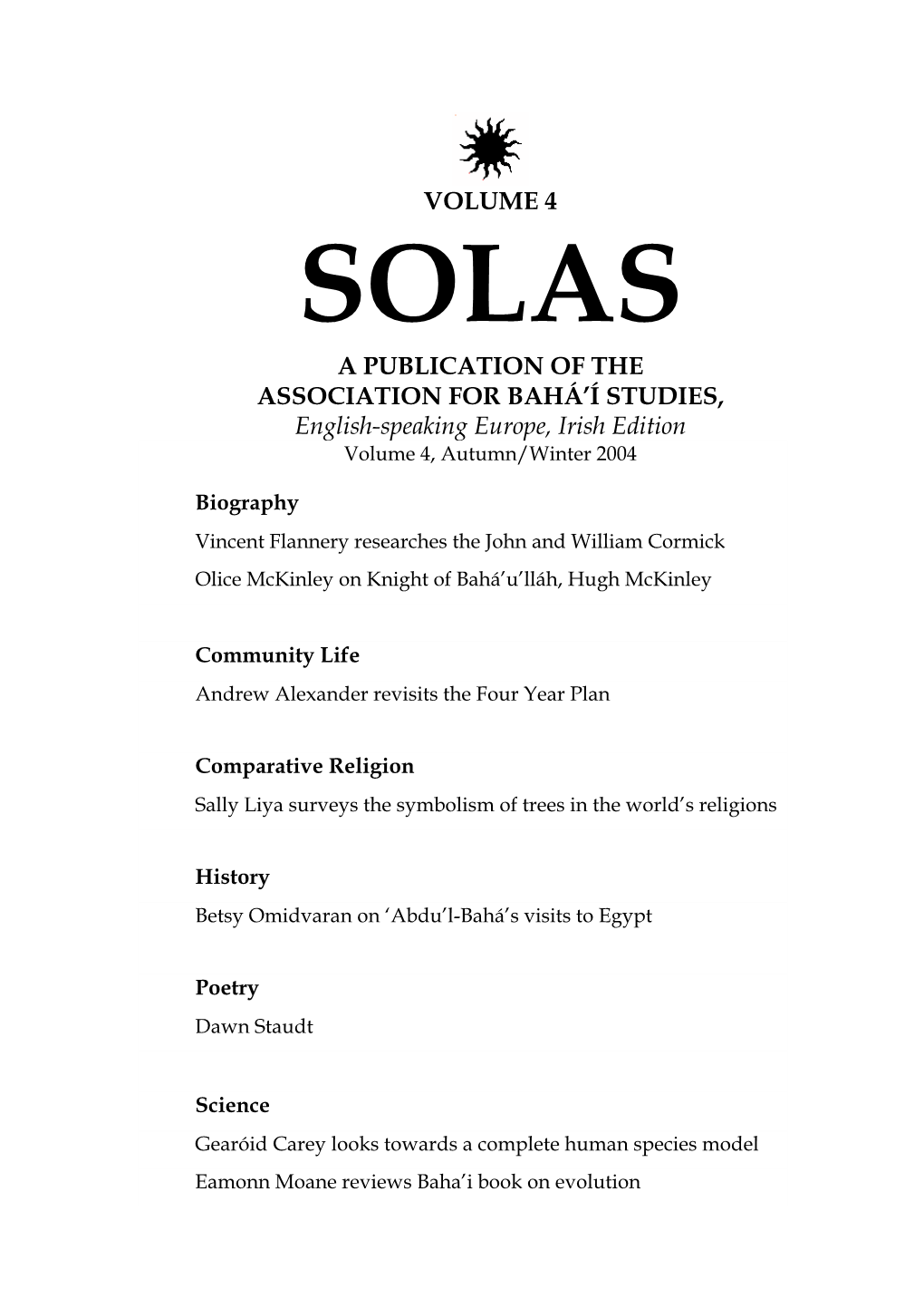 Complete Issue of Solas 4