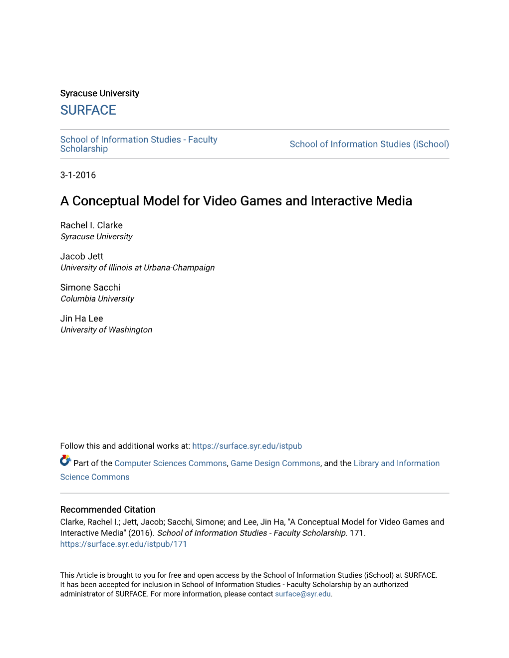 A Conceptual Model for Video Games and Interactive Media