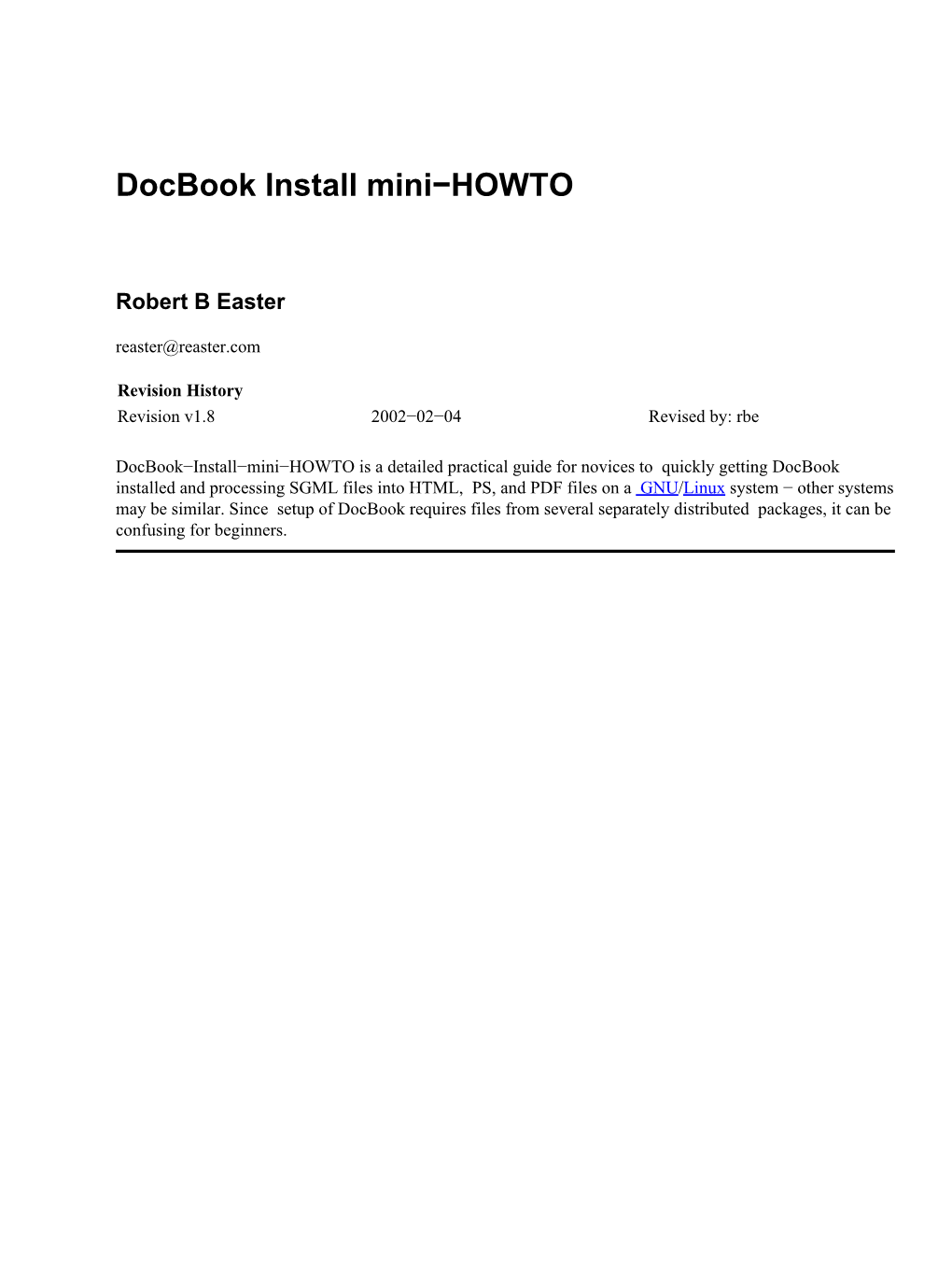 Docbook Install Mini-HOWTO
