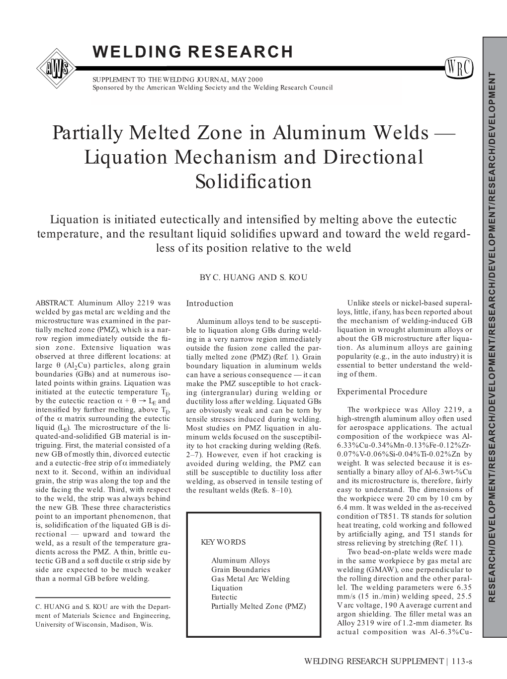 Partially Melted Zone in Aluminum Welds — Liquation Mechanism and Directional Solidification