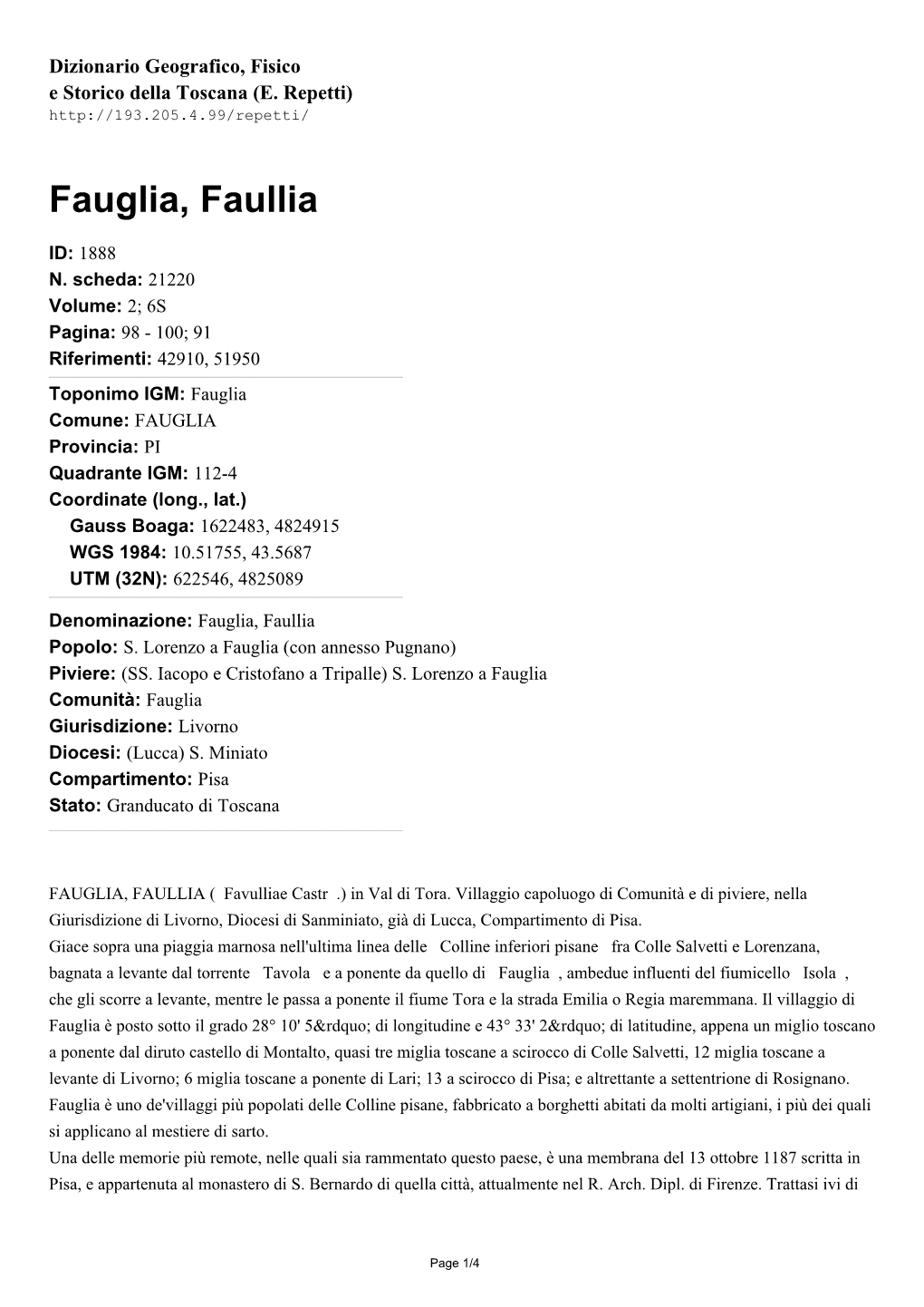 Fauglia, Faullia