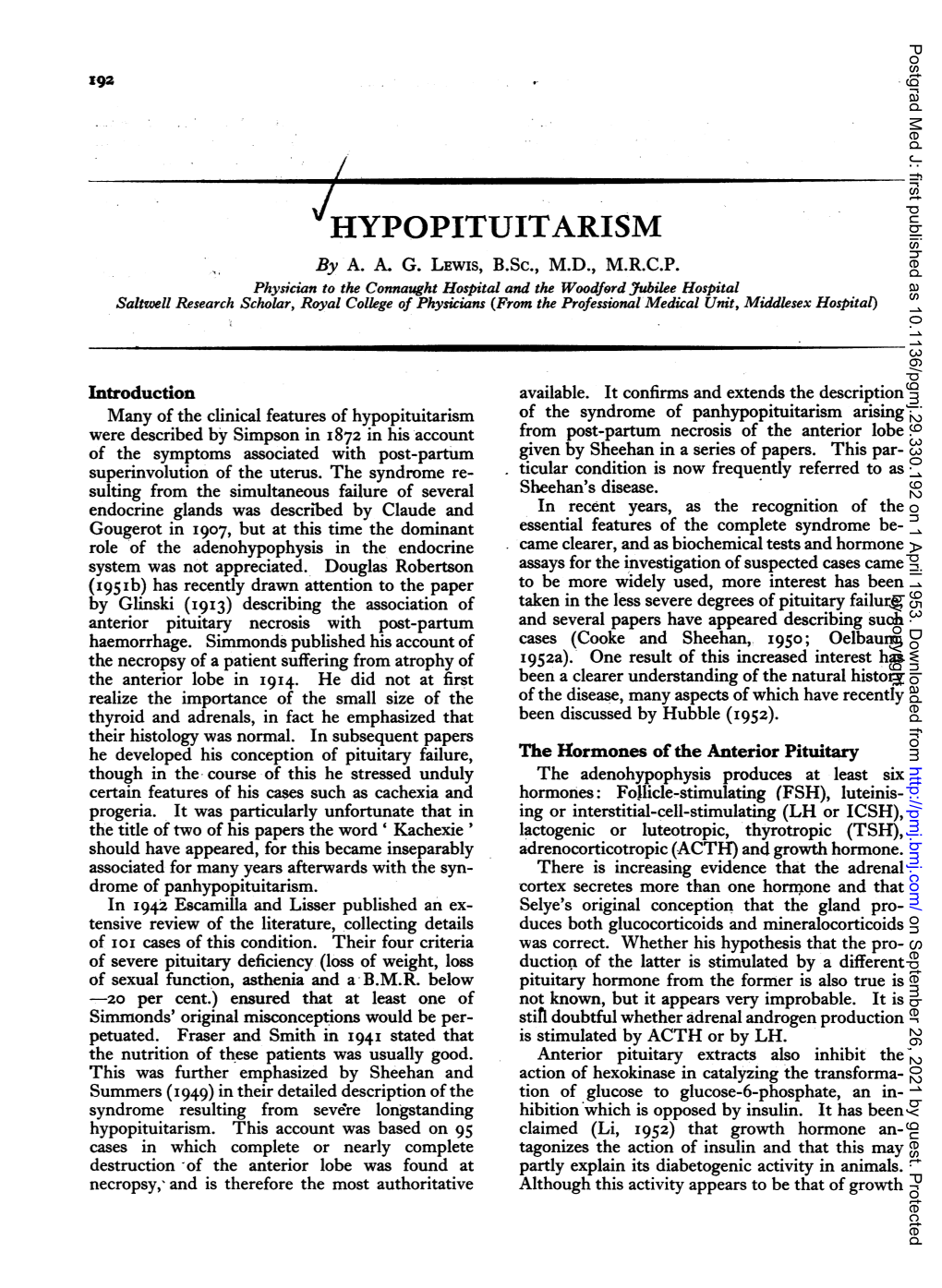 HYPOPITUITARISM by A