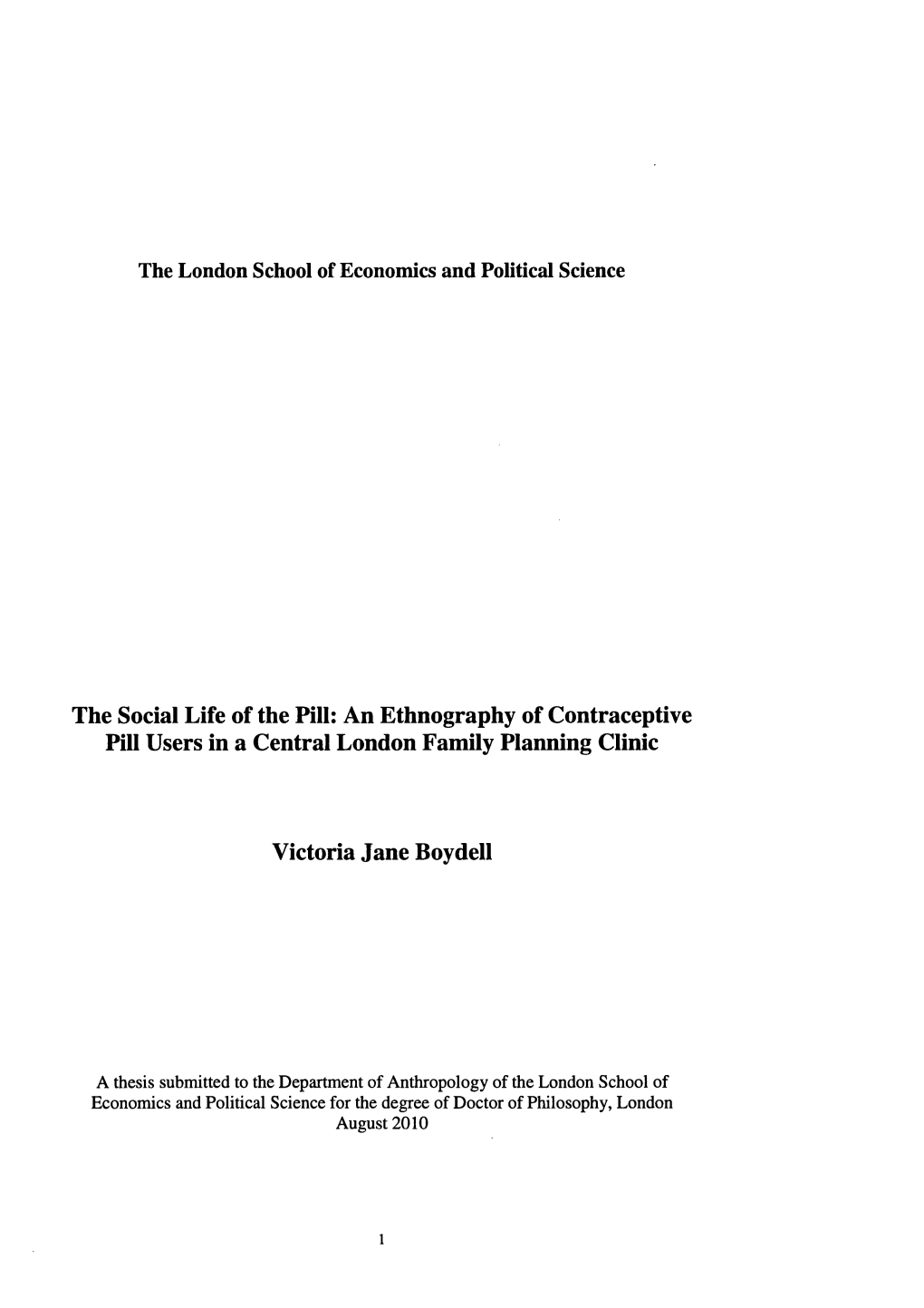 An Ethnography of Contraceptive Pill Users in a Central London Family Planning Clinic