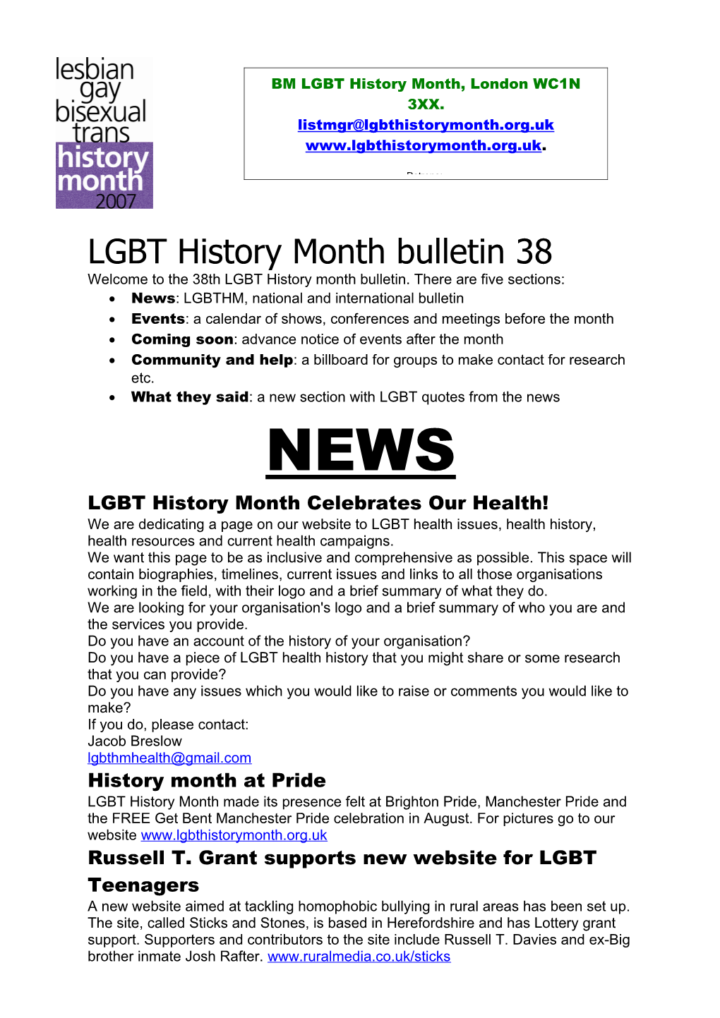 LGBT History Month Bulletin 38