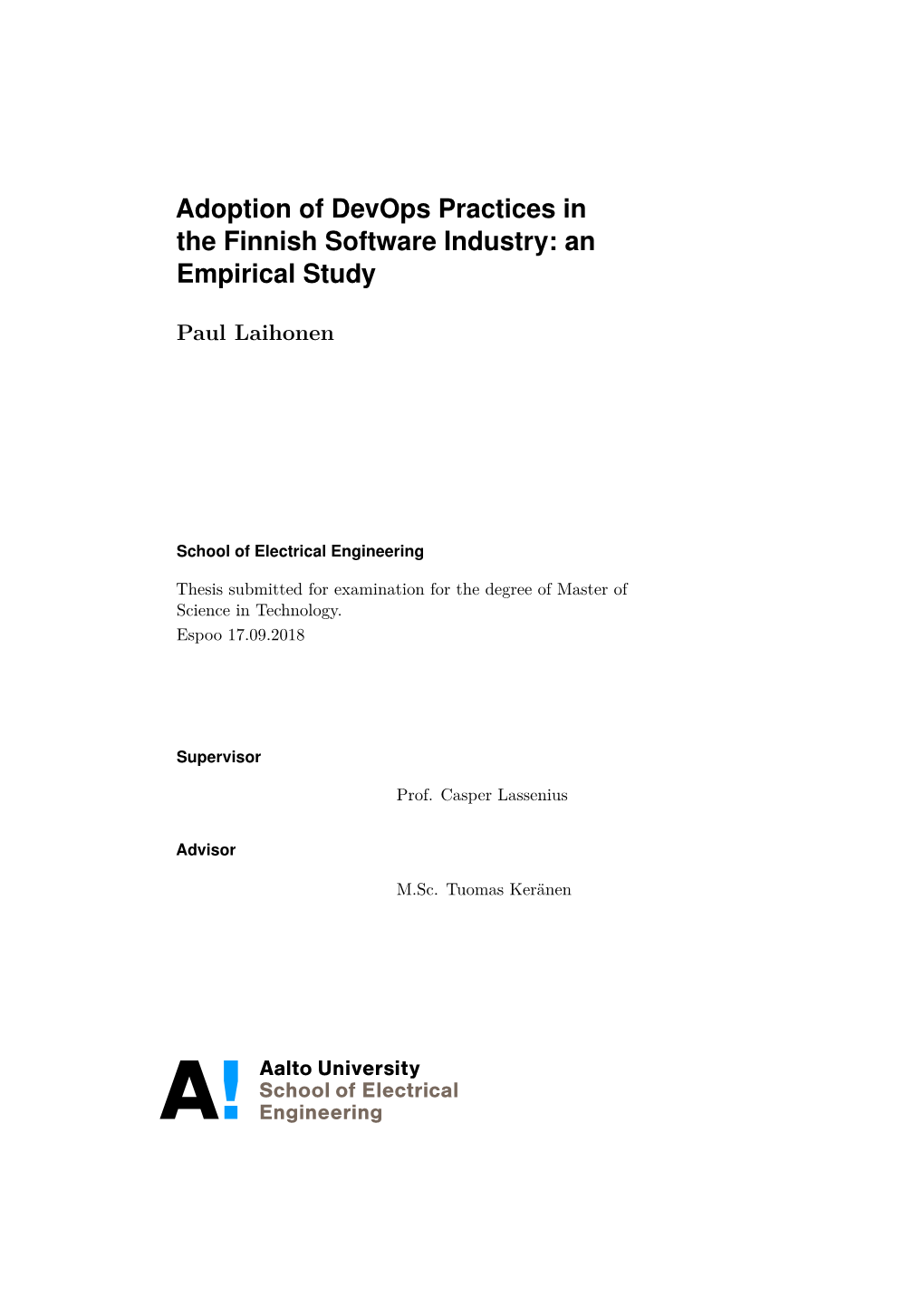 Adoption of Devops Practices in the Finnish Software Industry: an Empirical Study