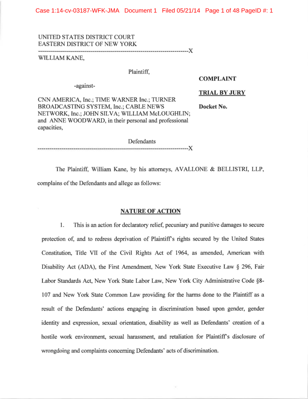Case 1:14-Cv-03187-WFK-JMA Document 1 Filed 05/21/14 Page 1 of 48 Pageid #: 1