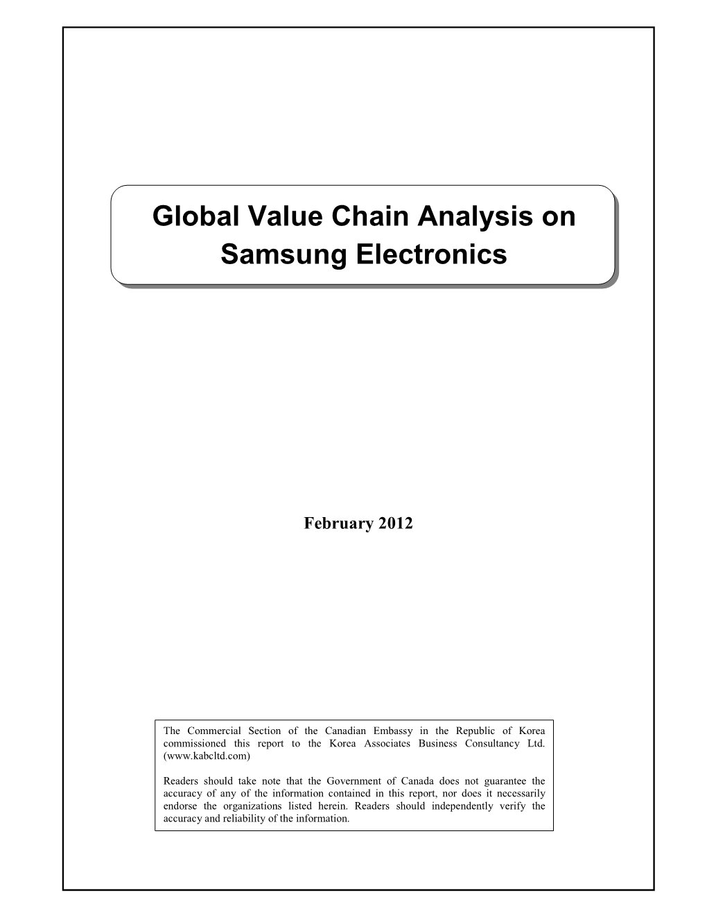 Global Value Chain Analysis on Samsung Electronics