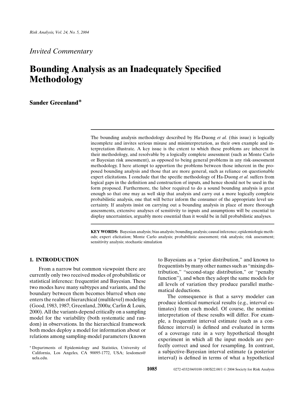 Bounding Analysis As an Inadequately Specified Methodology