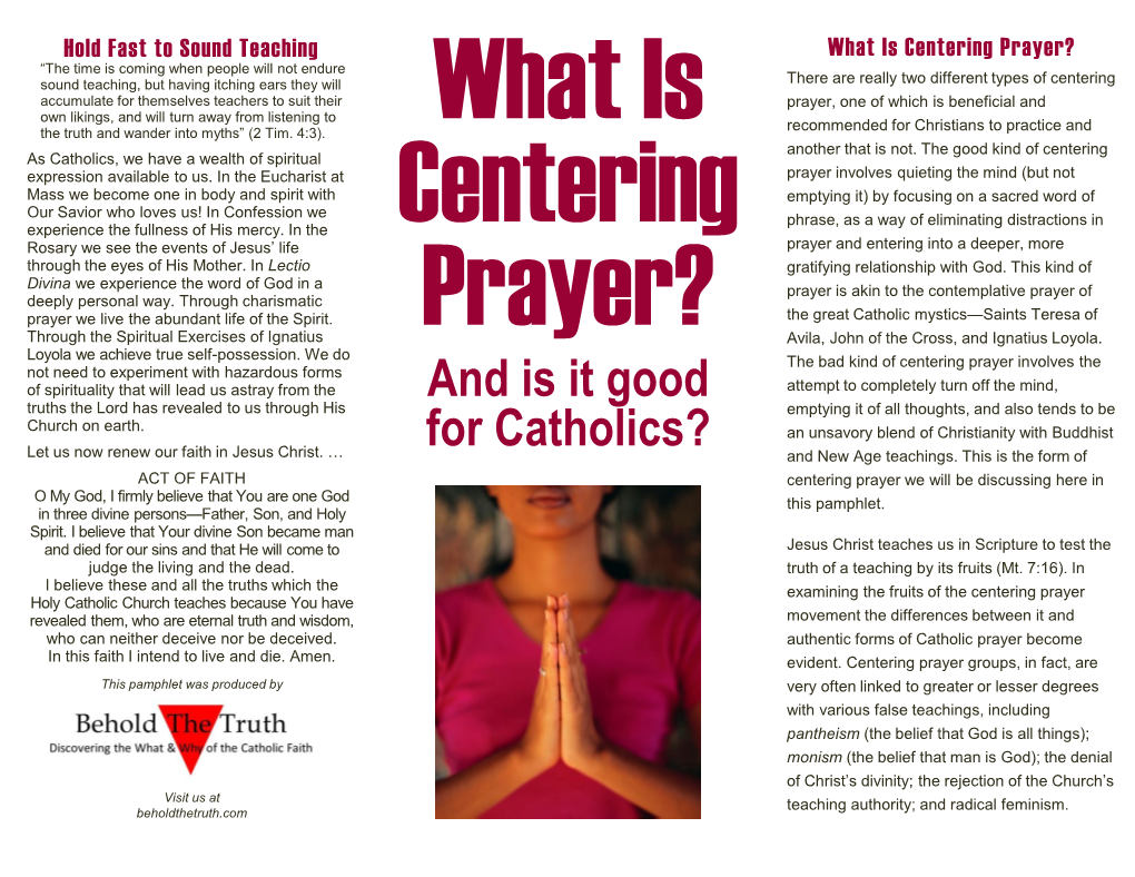 What Is Centering Prayer?