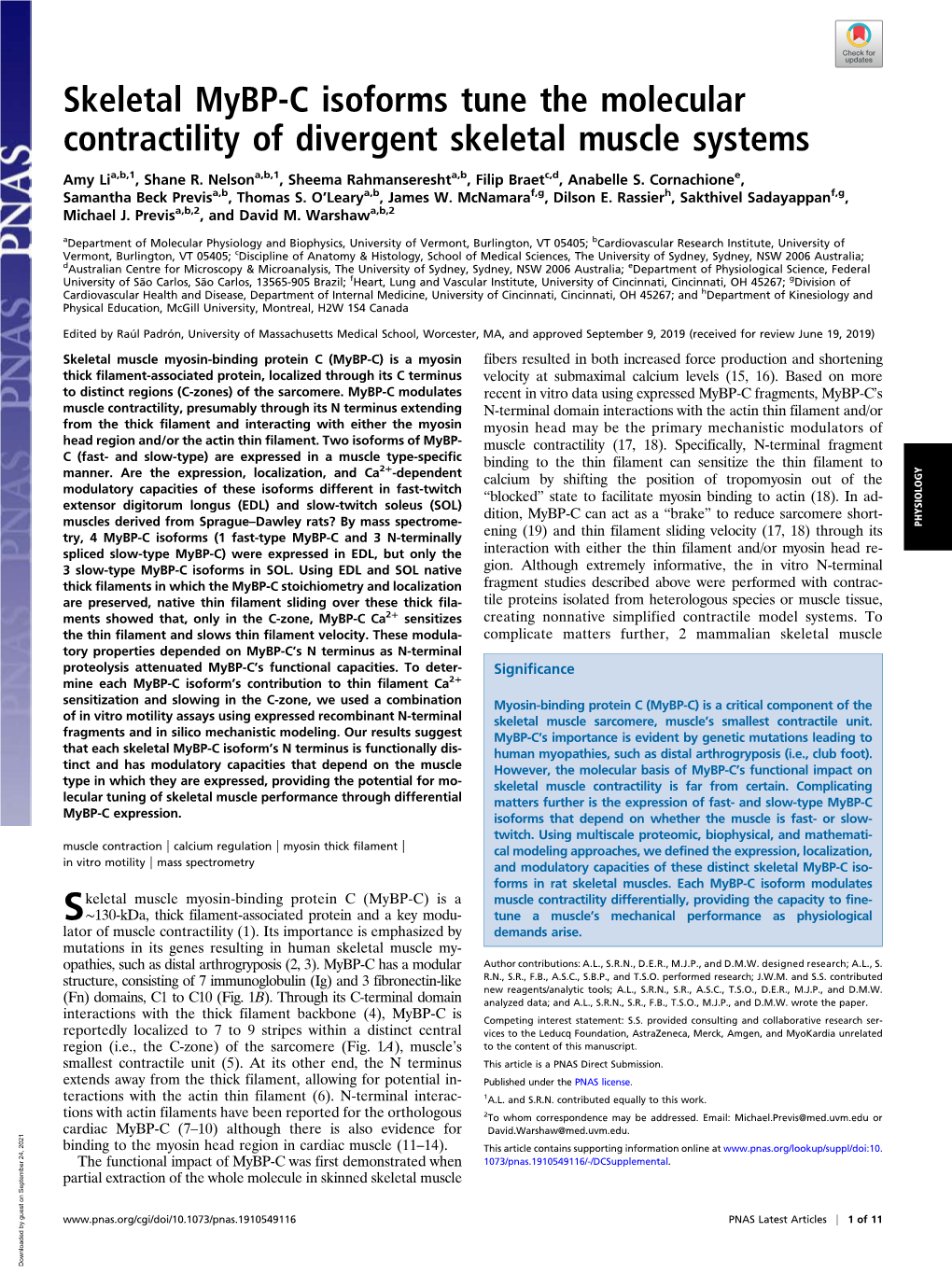 Skeletal Mybp-C Isoforms Tune the Molecular Contractility of Divergent Skeletal Muscle Systems