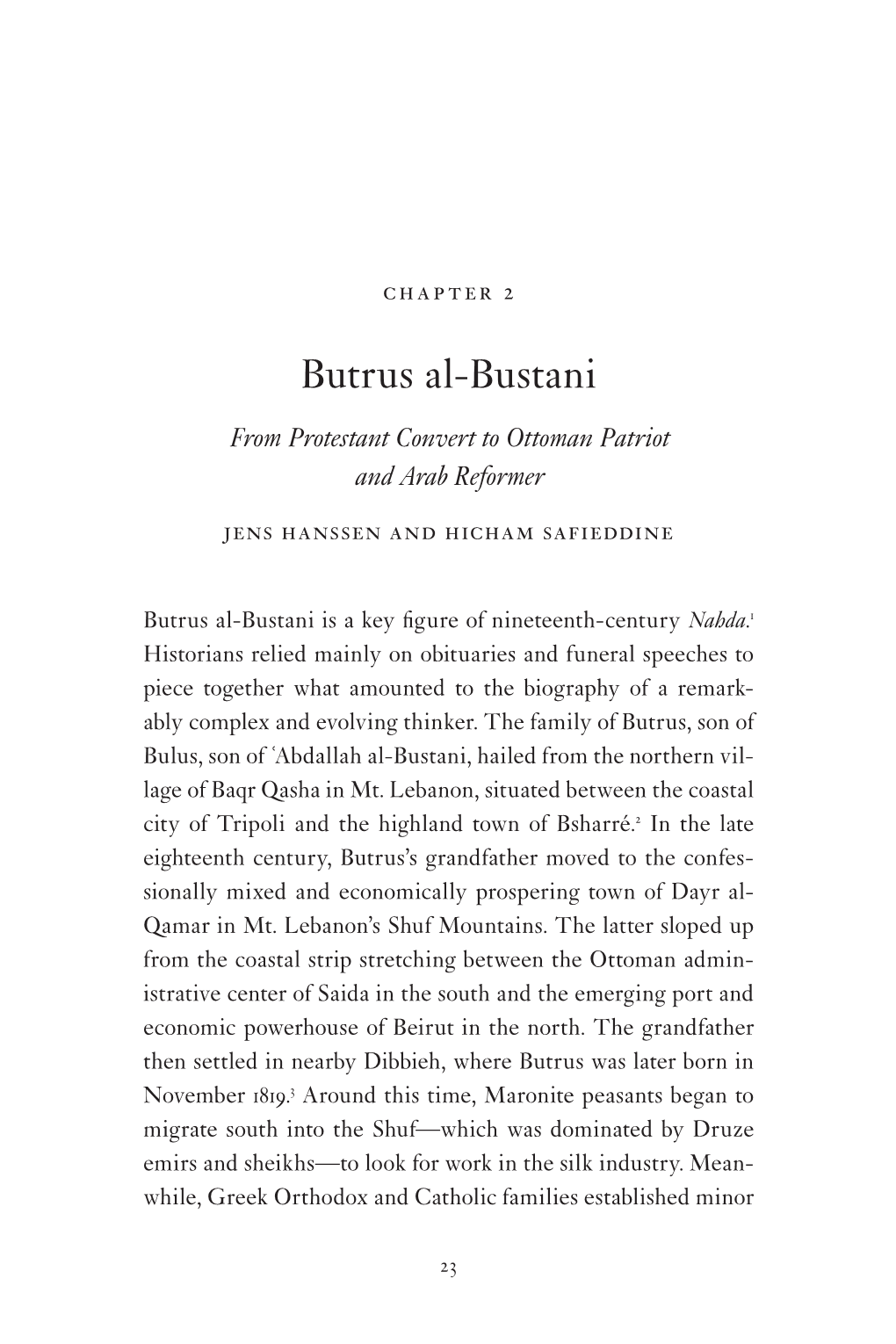 Butrus Al-Bustani from Protestant Convert to Ottoman Patriot and Arab Reformer Jens Hanssen and Hicham Safieddine
