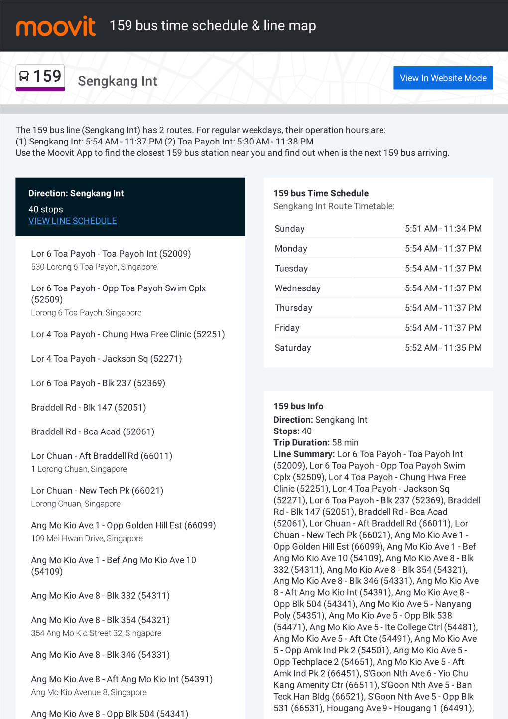 159 Bus Time Schedule & Line Route