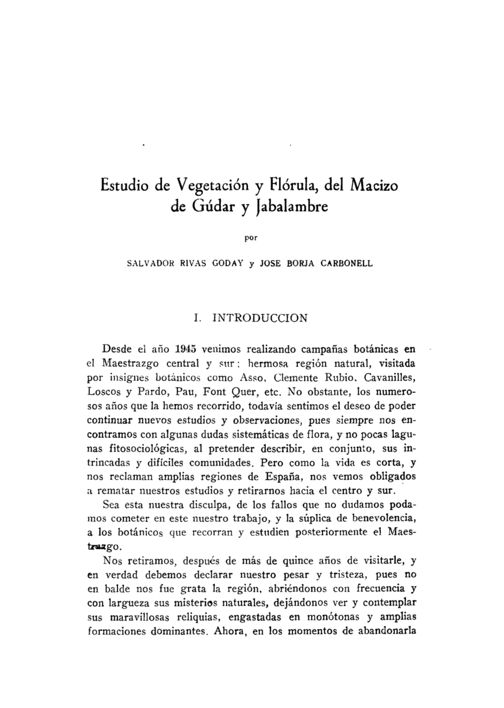 Estudio De Vegetación Y Flórula, Del Macizo De Gúdar Y Jabalambre