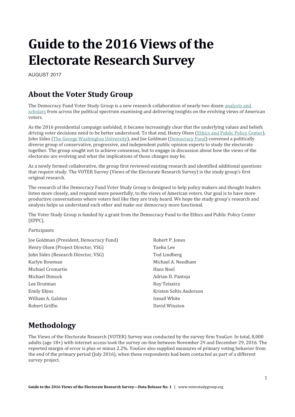 Guide to the 2016 Views of the Electorate Research Survey