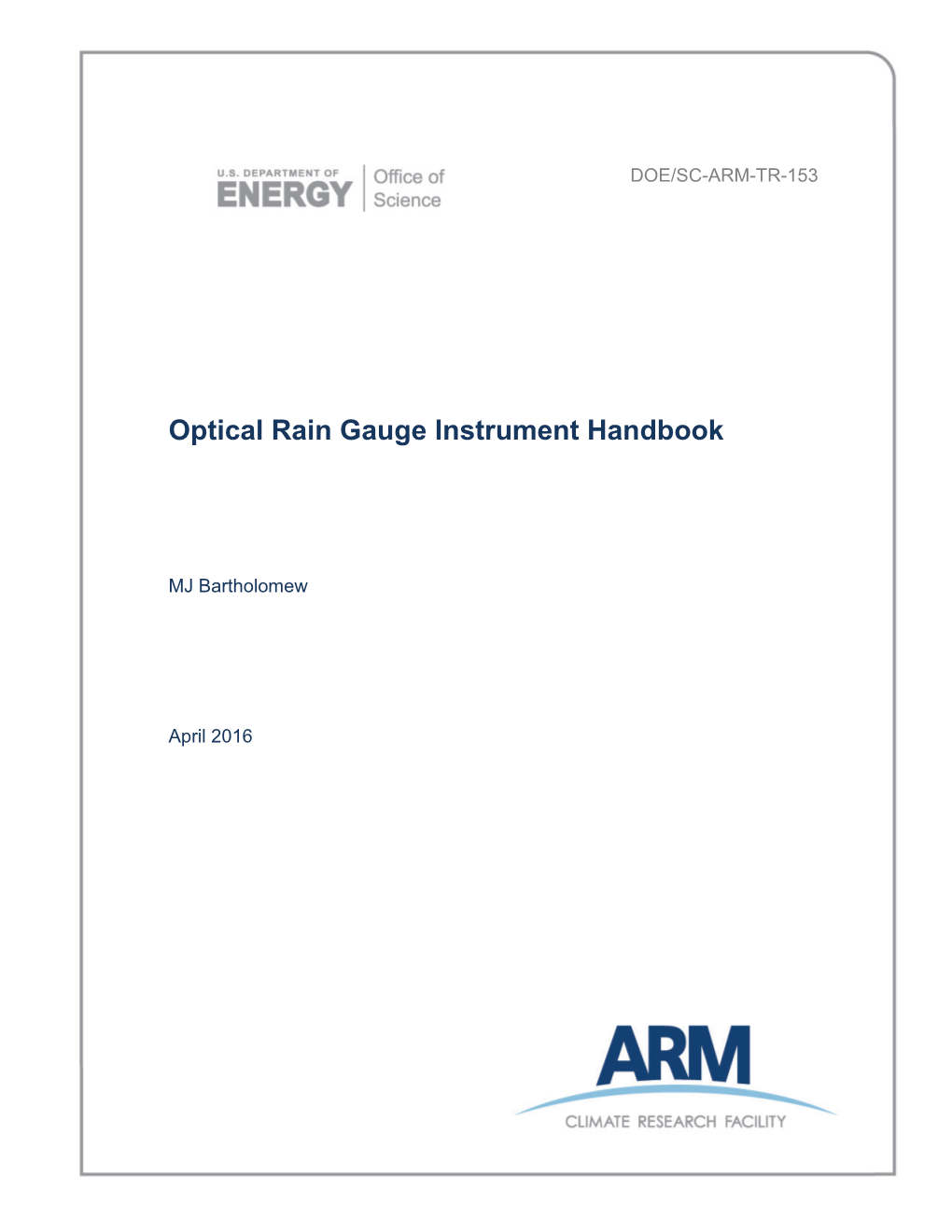 Optical Rain Gauge Instrument Handbook