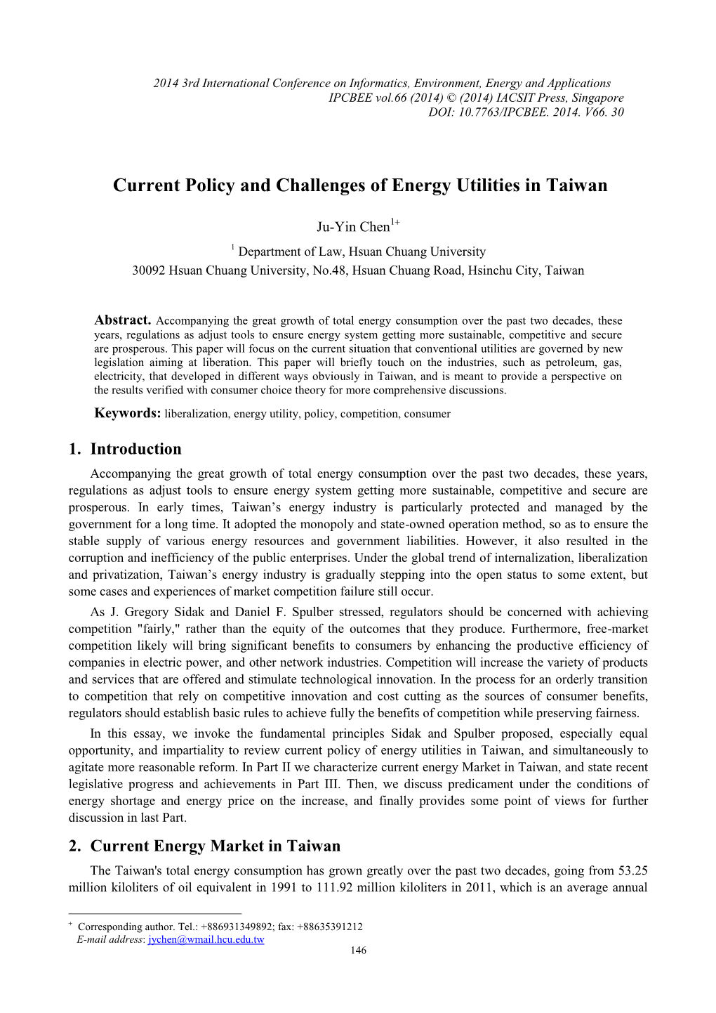 Current Policy and Challenges of Energy Utilities in Taiwan