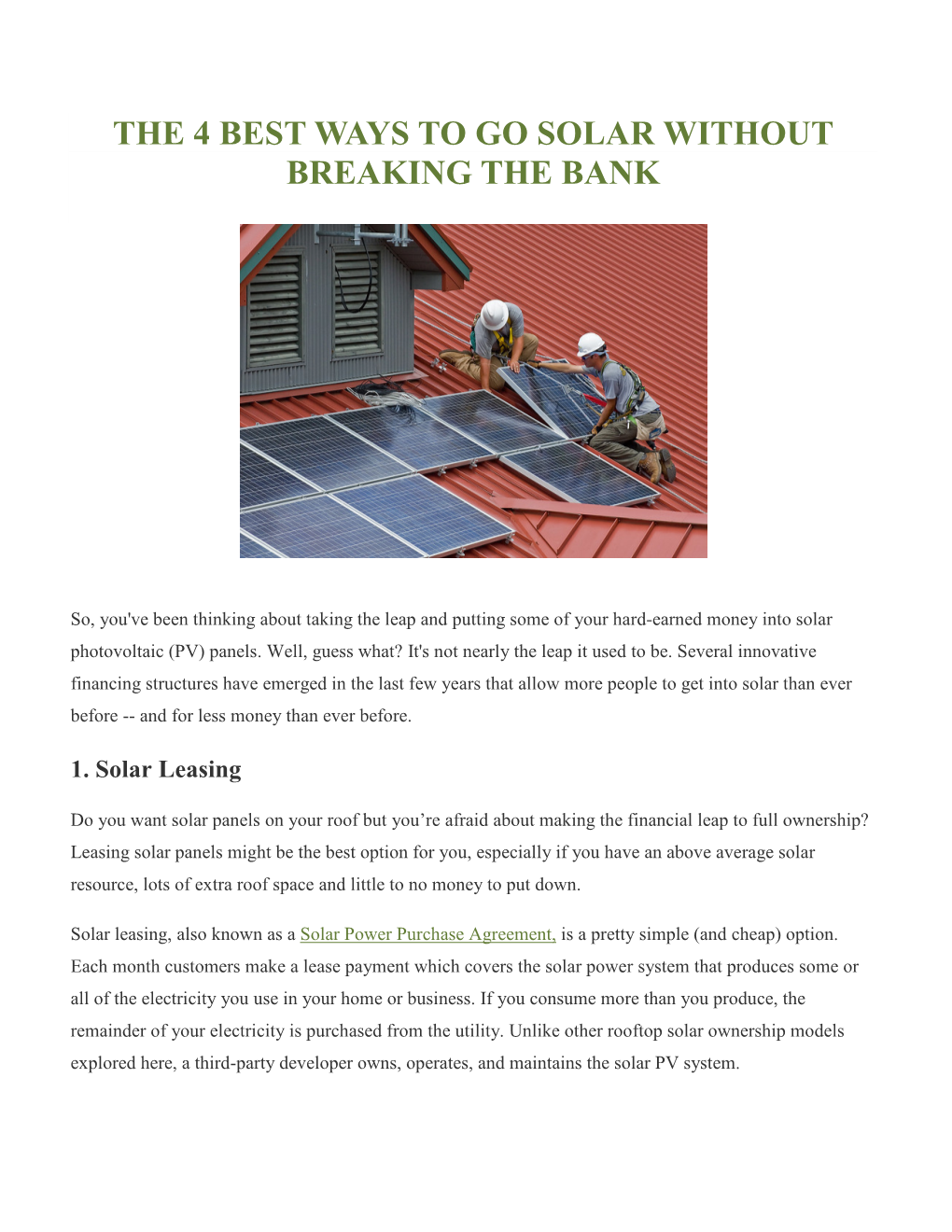 The 4 Best Ways to Go Solar Without Breaking the Bank