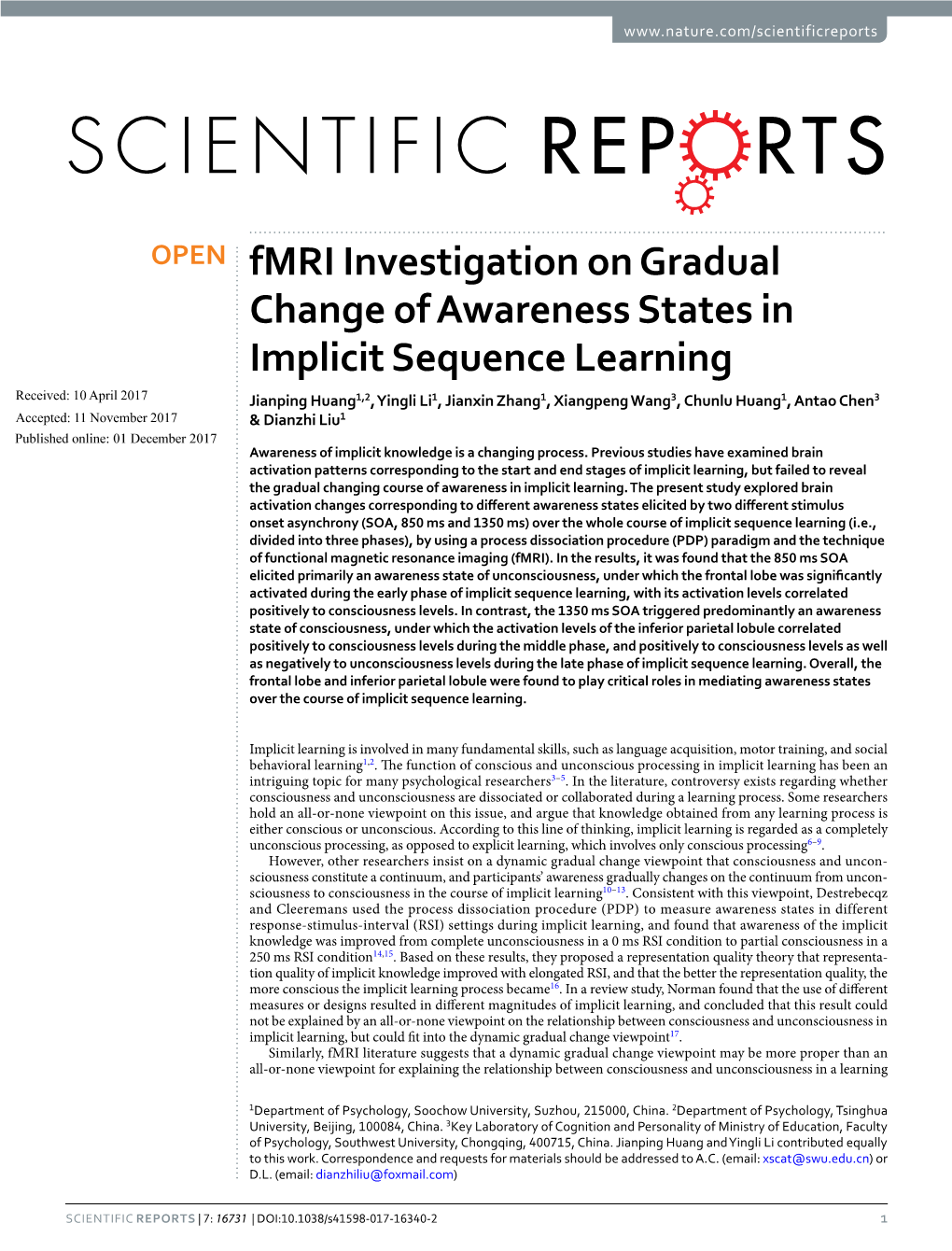 Fmri Investigation on Gradual Change of Awareness States in Implicit