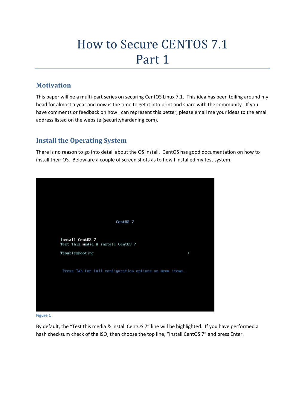 How to Secure CENTOS 7.1 Part 1