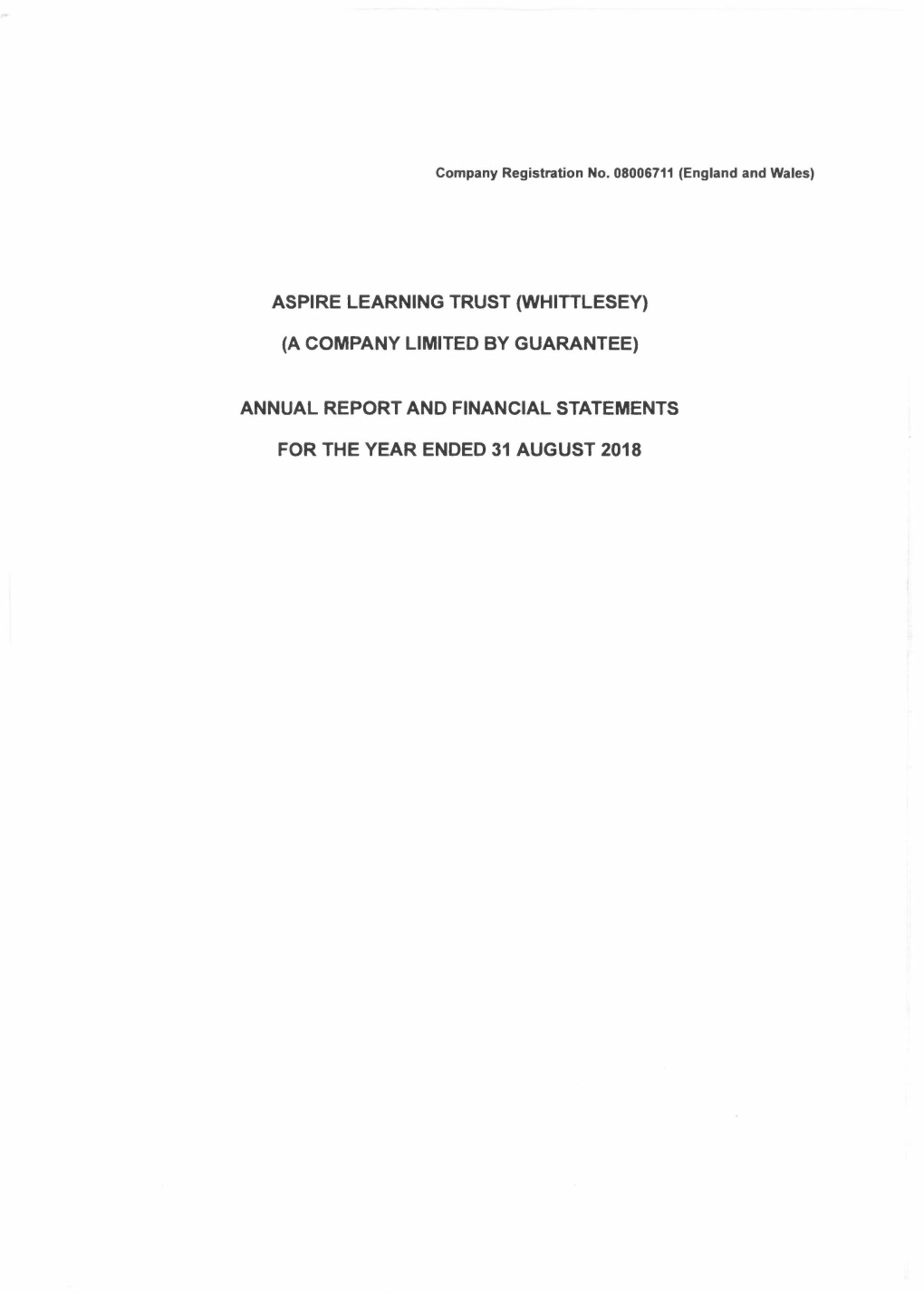 (Whittlesey) (A Company Limited by Guarantee) Annual Report And