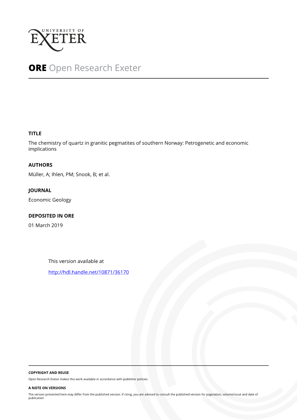 The Chemistry of Quartz in Granitic Pegmatites of Southern Norway: Petrogenetic and Economic Implications