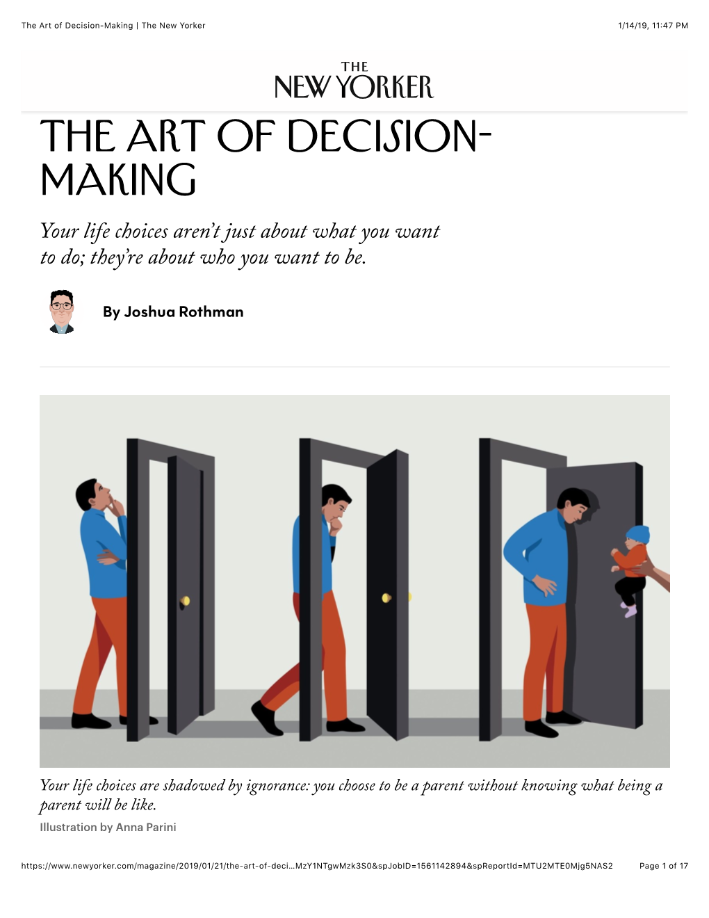 The Art of Decision-Making | the New Yorker 1/14/19, 11�47 PM