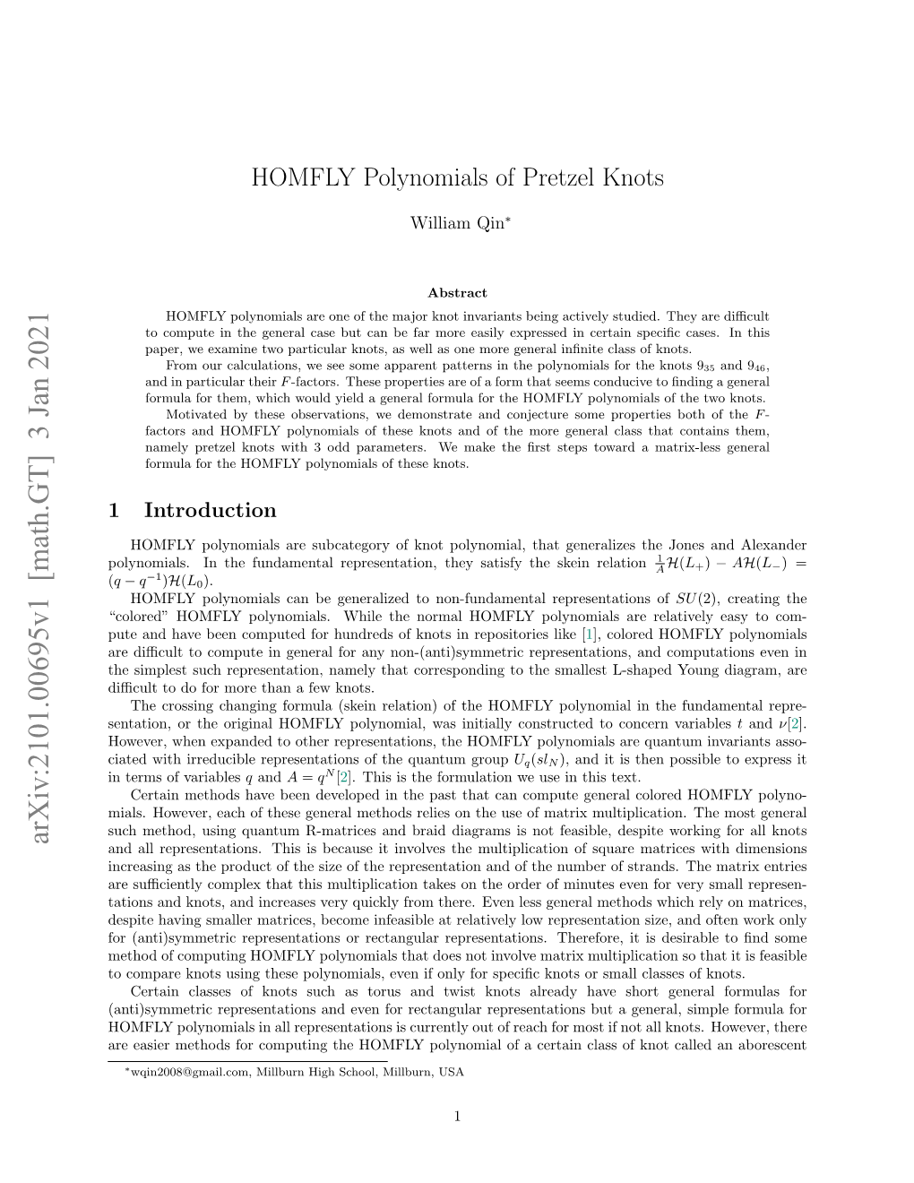 HOMFLY Polynomials of Pretzel Knots