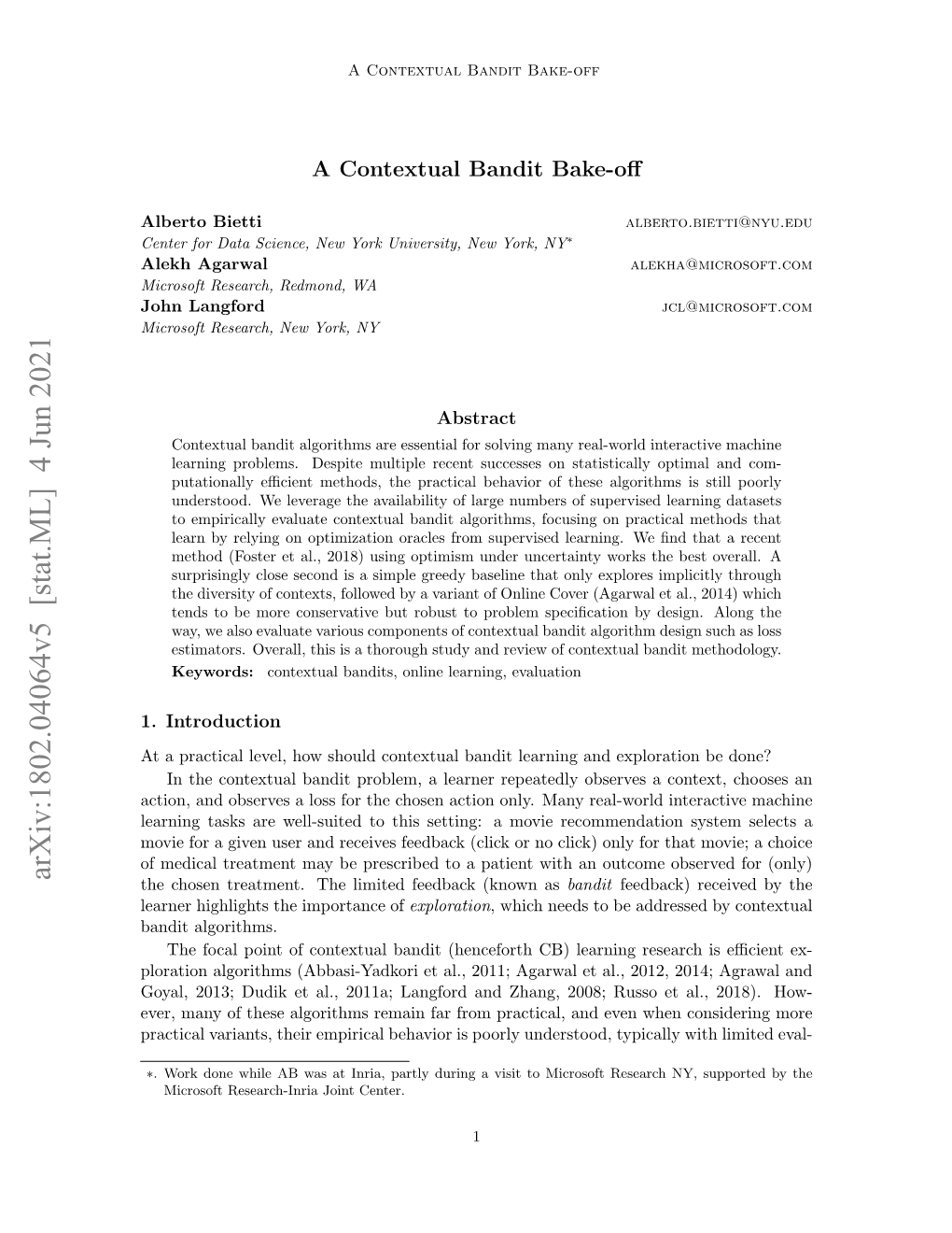 Arxiv:1802.04064V5 [Stat.ML] 4 Jun 2021 the Chosen Treatment