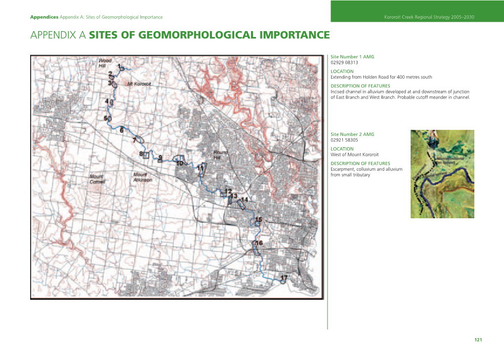 Appendix a Sites of Geomorphological Importance