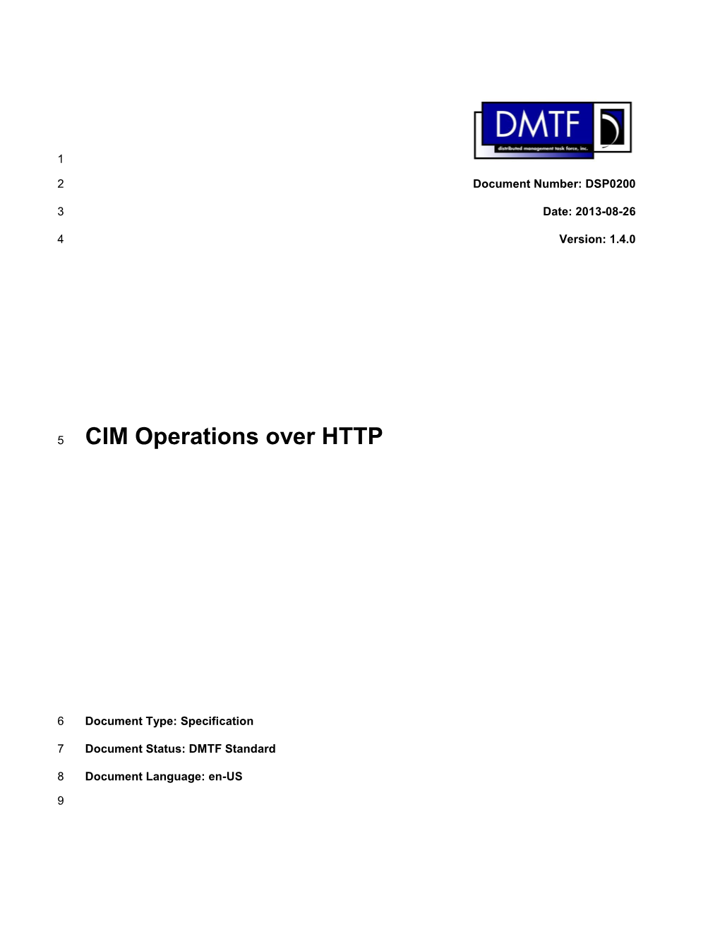 CIM Operations Over HTTP