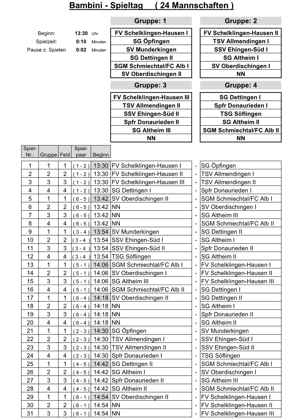 Bambini - Spieltag ( 24 Mannschaften )