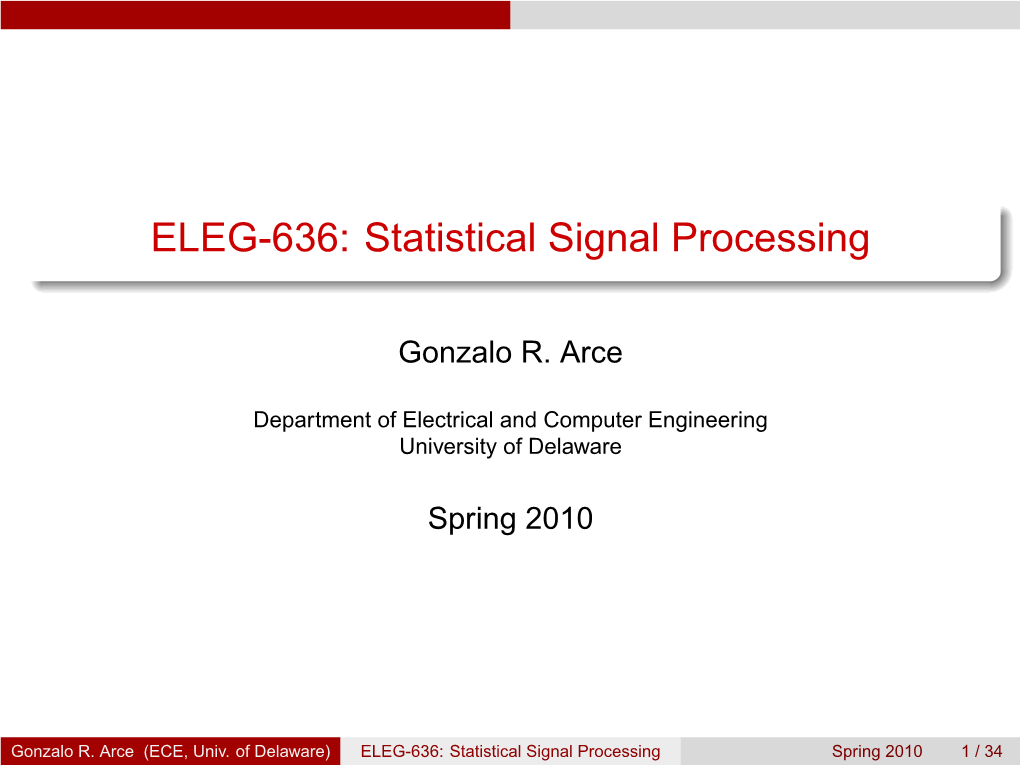 Statistical Signal Processing