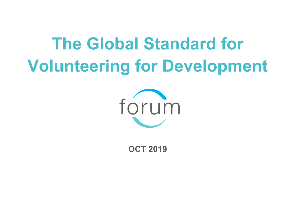 The Global Standard for Volunteering for Development