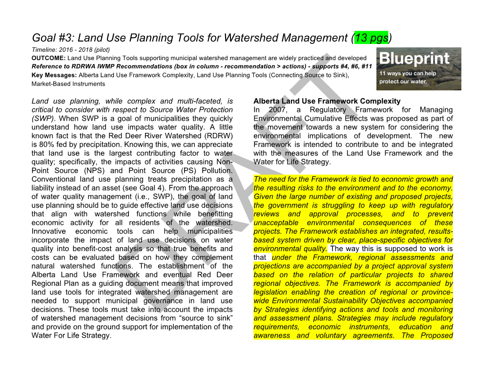 Goal #3: Land Use Planning Tools for Watershed Management (13 Pgs)