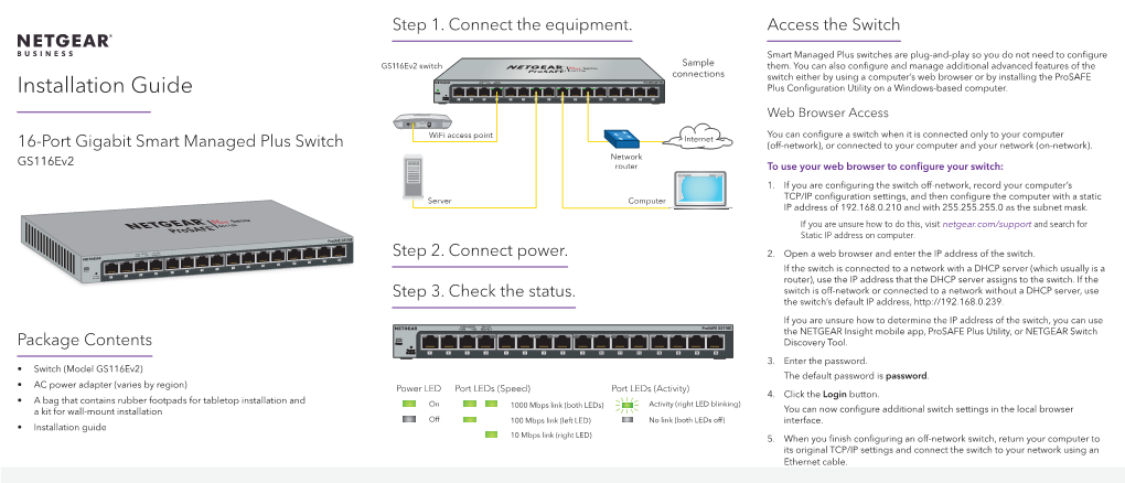 NETGEAR 16‑Port Gigabit Smart Managed Plus Switch Gs116ev2