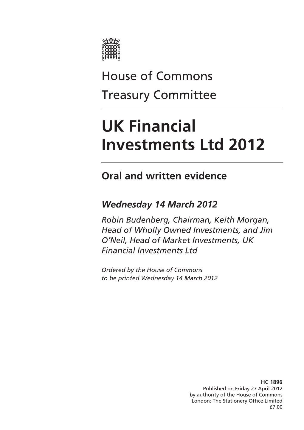 UK Financial Investments Ltd 2012