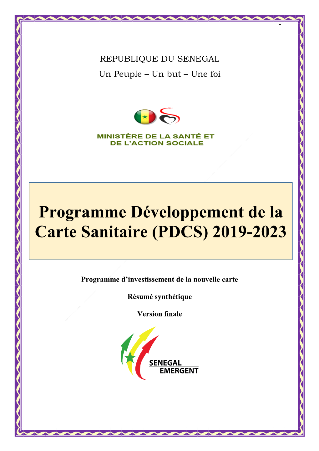 Programme Développement De La Carte Sanitaire (PDCS) 2019-2023