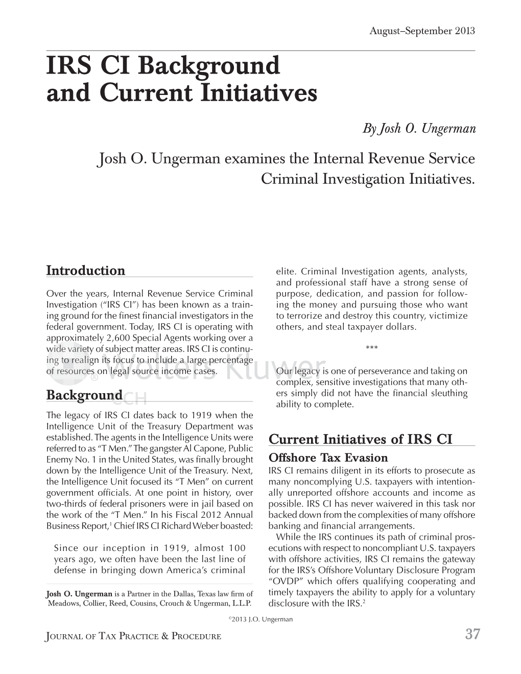 IRS CI Background and Current Initiatives