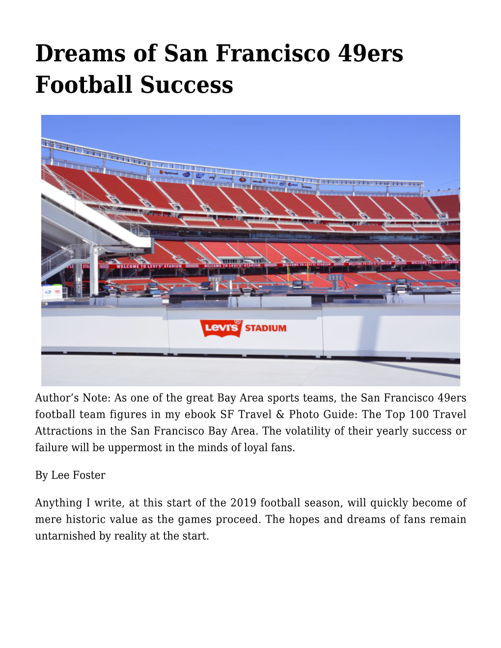 Dreams of San Francisco 49Ers Football Success