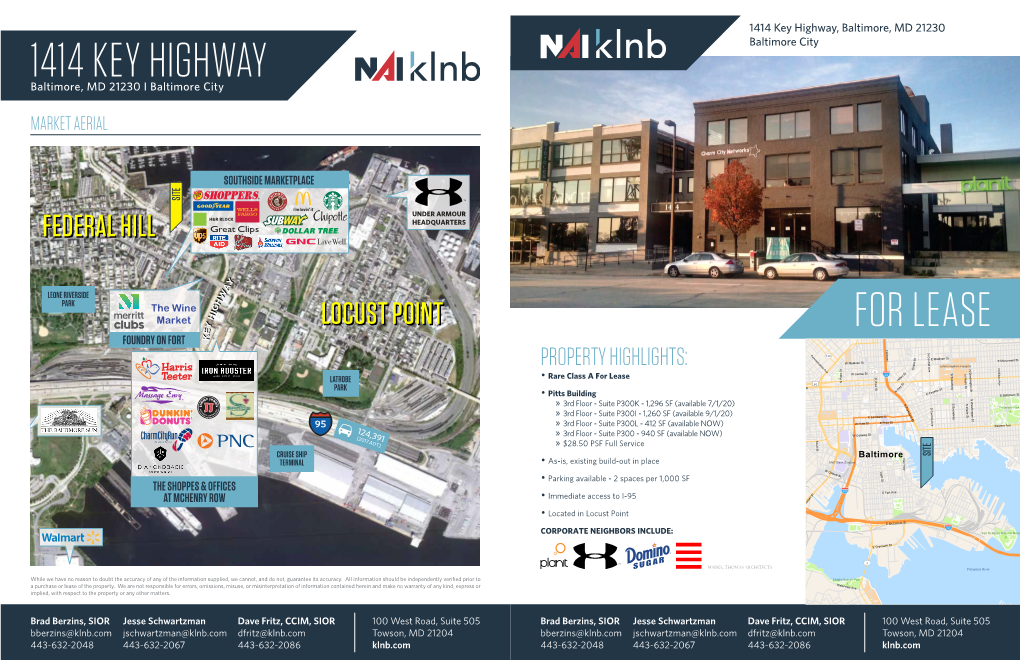 1414 Key Highway for Lease