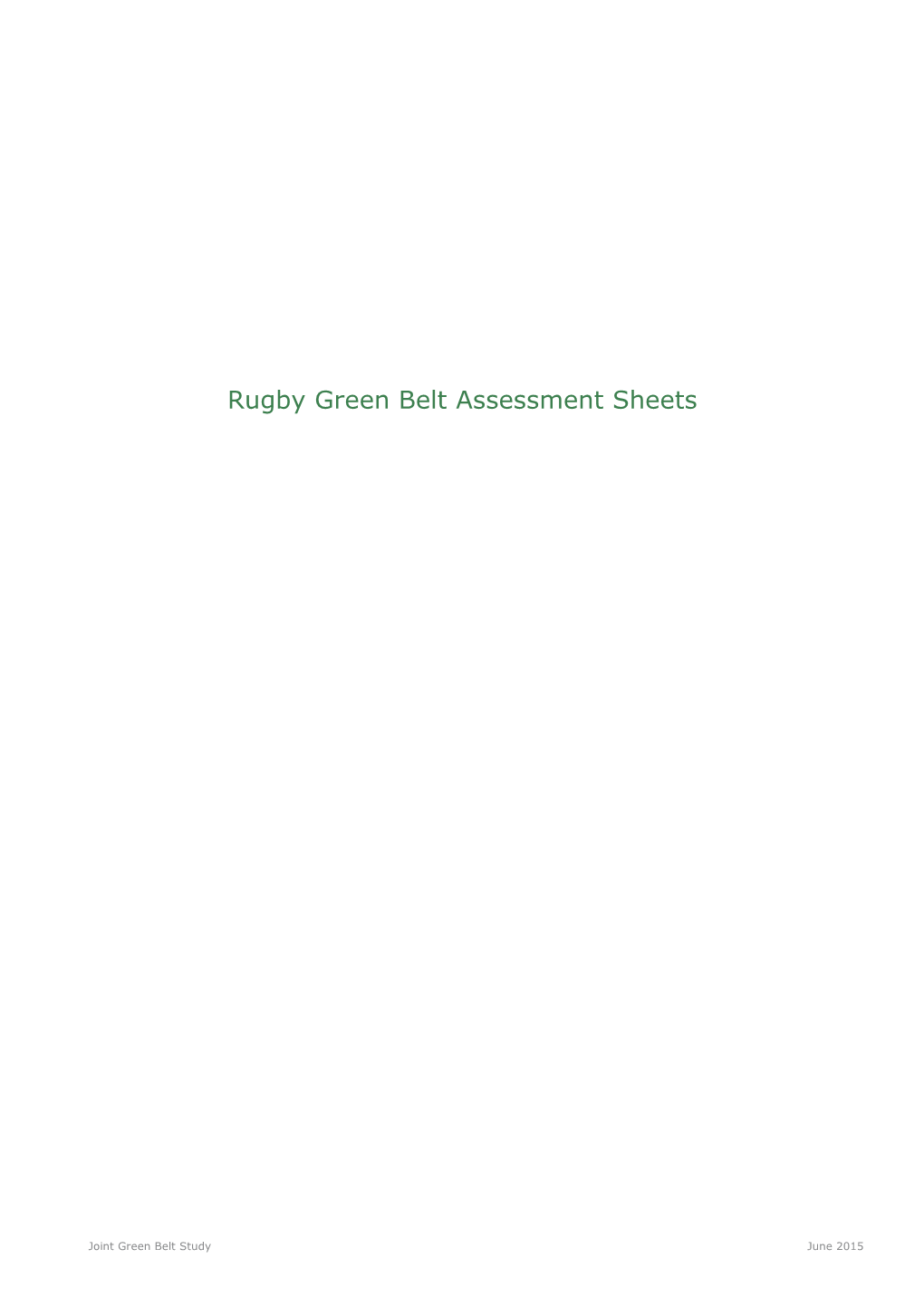 Rugby Green Belt Assessment Sheets